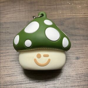 Green mushroom B&BW sanitizer keychain